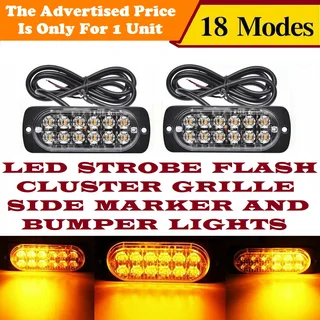 Orange Yellow Amber LED Flash Cluster Strobe Grille Lights Double Row 12V/24V. Brand New Products.