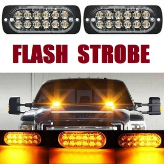 Orange Yellow Amber LED Flash Cluster Strobe Grille Lights Double Row 12V/24V. Brand New Products.