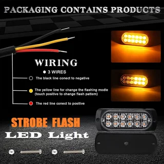 Orange Yellow Amber LED Flash Cluster Strobe Grille Lights Double Row 12V/24V. Brand New Products.