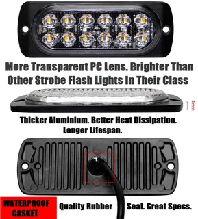 Red LED Strobe Flash Cluster Grille Bumper Side Marker Lights Double Row 12V/24V. Brand New Products