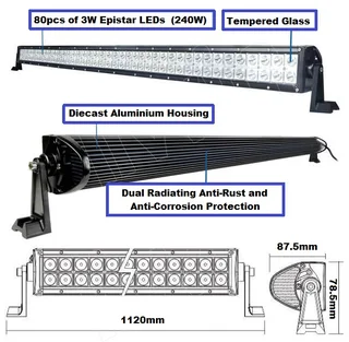 LED Light Bar: 240W 10~32V Hi-Power LED Auto Light Bar Plus Wire Harness Kit. Brand New Products.