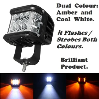 Vehicle Flash / Strobe Dual Colour (Amber and White) Unique LED Side Shooter Spot Light. Brand NEW.