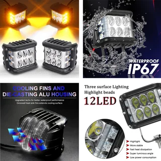 Vehicle Flash / Strobe Dual Colour (Amber and White) Unique LED Side Shooter Spot Light. Brand NEW.