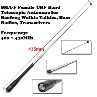 SMA-F Female UHF Band Telescopic Antenna for Baofeng Walkie Talkies, Ham Radios, Transceivers. NEW
