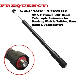 SMA-F Female UHF Band Telescopic Antenna for Baofeng Walkie Talkies, Ham Radios, Transceivers. NEW