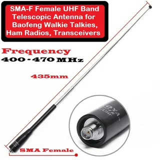 SMA-F Female UHF Band Telescopic Antenna for Baofeng Walkie Talkies, Ham Radios, Transceivers. NEW