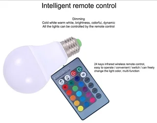 Colour Changing LED RGB Light Bulb with Wireless IR Remote Control. MultiColour. Brand New Products.