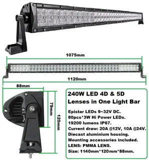 240W 4D and 5D NEW GENERATION LED Light Bar LED Auto Work Spot Search Light Bar. Brand New Products.