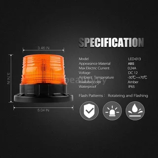 Orange Amber Yellow LED Magnetic Strobe Flash Beacon Light.  Round Magnetic Base. Brand New Products