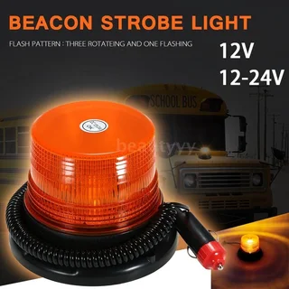Orange Amber Yellow LED Magnetic Strobe Flash Beacon Light.  Round Magnetic Base. Brand New Products