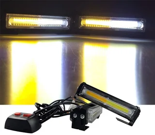 Amber Orange and Cool White COB LED Grille Bumper Side Cluster Flash Strobe Lights 12V. Brand New.