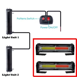 RED and Cool White COB LED Grille Bumper Side Marker Cluster Flash Strobe Lights 12V. Brand New.