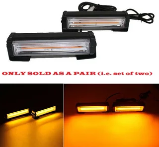 Amber Orange Yellow COB LED Grille Bumper Side Cluster Flash Strobe Lights 12V. Stunning NEW Items.