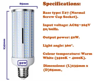 Priced To Go Special LED Corn Light Bulbs 50W 220V E27 Warm White Energy Saver. Brand New Products.