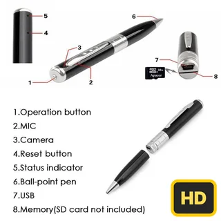 Spy Pen Digital Colour Video Audio Recorder with Micro SD Card Slot. Silver Trim. Brand New Products