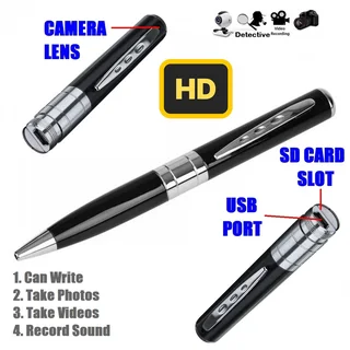 Spy Pen Digital Colour Video Audio Recorder with Micro SD Card Slot. Silver Trim. Brand New Products