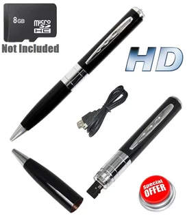 Spy Pen Digital Colour Video Audio Recorder with Micro SD Card Slot. Silver Trim. Brand New Products