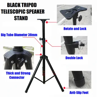 Heavy Duty TriPod Speaker Stands. Telescoping and Adjustable. In Black Colour. Brand New Products.