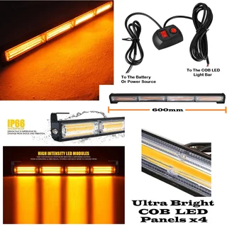Amber Orange Yellow COB LED Strobe Flash Vehicle Light Bars. Single Sided. Brand New Products.