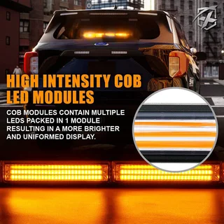 Amber Orange Yellow COB LED Strobe Flash Vehicle Light Bars. Single Sided. Brand New Products.