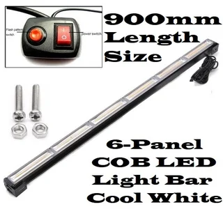 Cool White COB LED Strobe Flash Vehicle Light Bar. Single Sided 900mm 6 COB Pods. Brand New Products