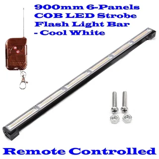 Cool White COB LED Strobe Flash Vehicle Light Bar. Single Sided 900mm 6 COB Pods. Brand New Products