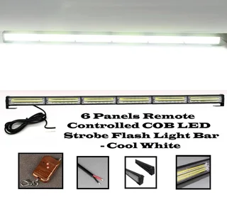 Cool White COB LED Strobe Flash Vehicle Light Bar. Single Sided 900mm 6 COB Pods. Brand New Products