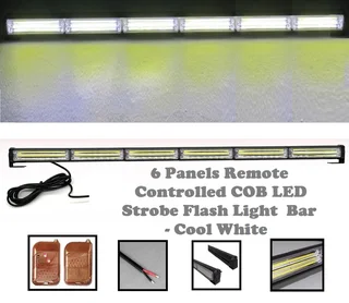 Cool White COB LED Strobe Flash Vehicle Light Bar. Single Sided 900mm 6 COB Pods. Brand New Products