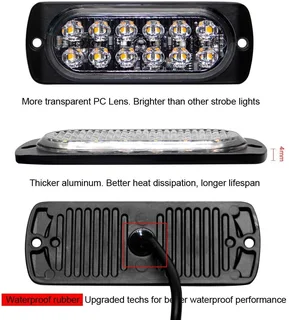 Cool White LED Flash Cluster Strobe Grille Bumper Lights Double Row 12V/24V. Brand New Products.