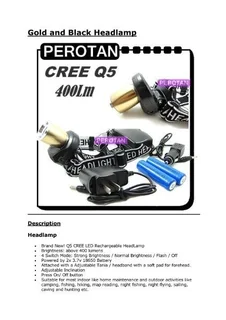 High Performance CREE LED Rechargeable Headlight. Very Bright, Reliable, Durable. Brand New Products