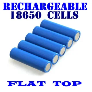 Flat Top Blue Rechargeable 18650 Lithium Ion 3.7V Batteries. For Light Duty Applications. Brand NEW.