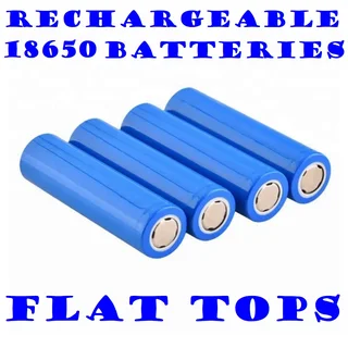 Flat Top Blue Rechargeable 18650 Lithium Ion 3.7V Batteries. For Light Duty Applications. Brand NEW.