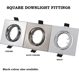 Downlight Fittings: Square Nouveau Classic Design with Swivel Tilt Function in Assorted Colours. NEW
