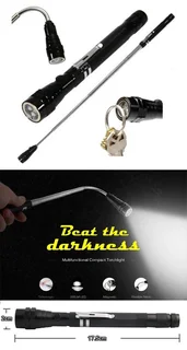 Multifunctional Magnetic Flexi-Telescopic Bendable Pick-Up-Tool LED Torches in Metallic Black. NEW.
