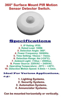 Motion Sensor Infrared Technology PIR Detector Switch. Brand New Products On Special.