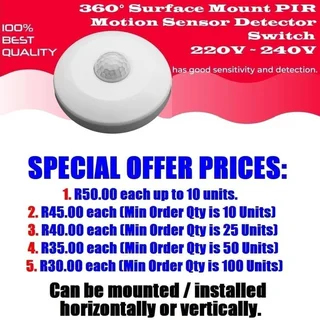 Motion Sensor Infrared Technology PIR Detector Switch. Brand New Products On Special.