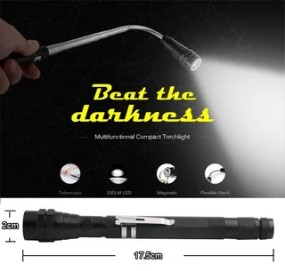 Multifunctional Magnetic, Flexi-Telescopic, Bendable Pick-Up-Tool LED Torch Metallic Green Brand NEW