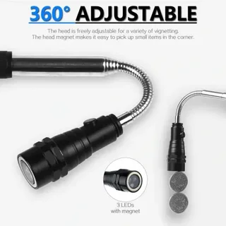 Multifunctional Magnetic, Flexi-Telescopic, Bendable Pick-Up-Tool LED Torch Metallic Green Brand NEW