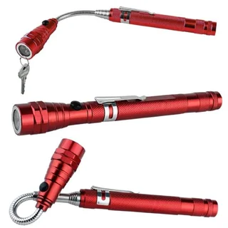 Multifunctional Magnetic, Flexi-Telescopic, Bendable Pick-Up-Tool LED Torch Metallic Red.  Brand NEW