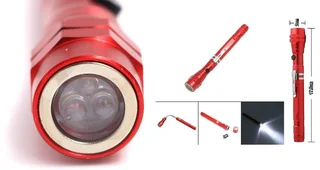 Multifunctional Magnetic, Flexi-Telescopic, Bendable Pick-Up-Tool LED Torch Metallic Red.  Brand NEW