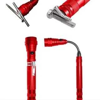 Multifunctional Magnetic, Flexi-Telescopic, Bendable Pick-Up-Tool LED Torch Metallic Red.  Brand NEW