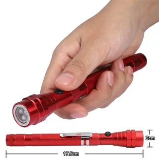 Multifunctional Magnetic, Flexi-Telescopic, Bendable Pick-Up-Tool LED Torch Metallic Red.  Brand NEW
