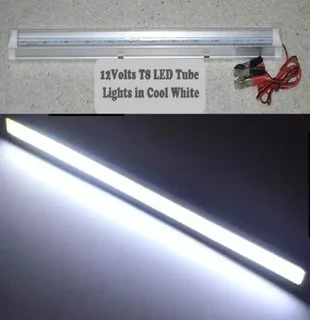 Clear Diffuser 12V LED T8 Tube Lights, Complete with Aluminium Bracket, Wiring and Clips. Brand NEW.