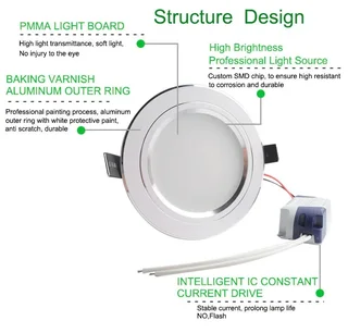 3Watts LED Ceiling Downlights, Spotlights. Complete and Ready to Use Units. Brand New Products.