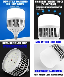 50W LED Light Bulb E27 Universal Standard Edison Screw Cap in Warm White Light Colour.Brand NEW.
