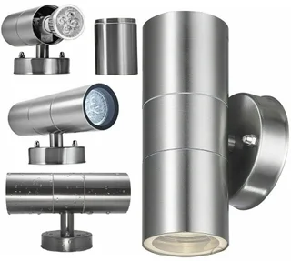Stainless Steel Up Down Double Outdoor Wall Light PLUS 2 LED Light Bulbs. ON SPECIAL. Brand New Kits