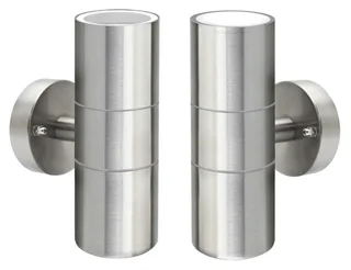 Stainless Steel Up Down Double Outdoor Wall Light PLUS 2 LED Light Bulbs. ON SPECIAL. Brand New Kits
