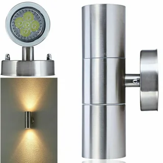 Stainless Steel Up Down Double Outdoor Wall Light PLUS 2 LED Light Bulbs. ON SPECIAL. Brand New Kits