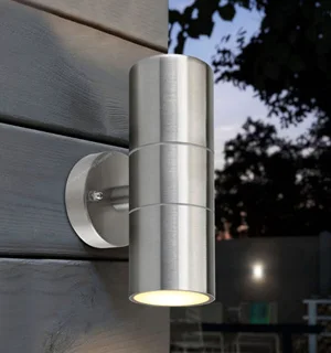 Stainless Steel Up Down Double Outdoor Wall Light PLUS 2 LED Light Bulbs. ON SPECIAL. Brand New Kits