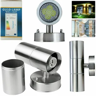 Stainless Steel Up Down Double Outdoor Wall Light PLUS 2 LED Light Bulbs. ON SPECIAL. Brand New Kits